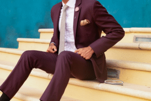 burgundy suit